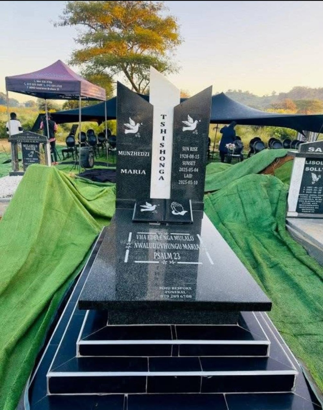 Polished Black Memorial tombstone